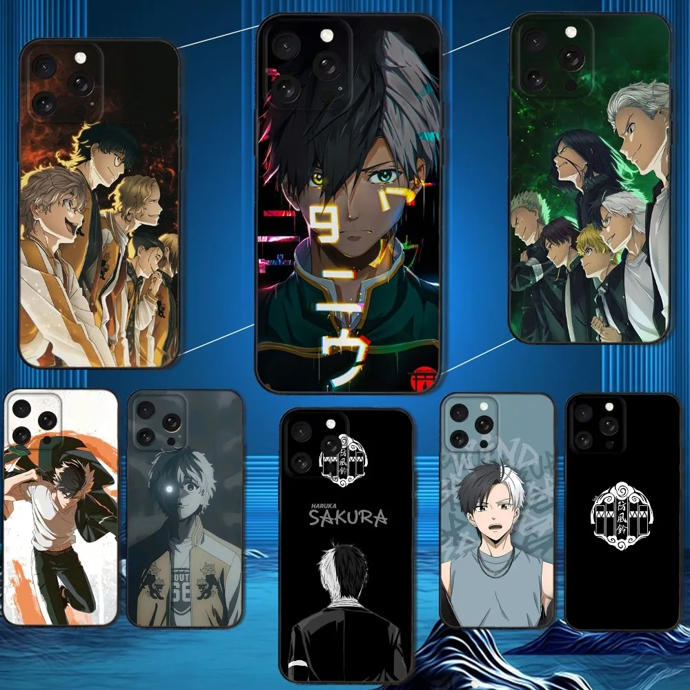 

Anime Wind Breaker Sakura Phone Case For iPhone 16,15,14,13,12,11 Plus,Pro Max,XS,X,XR,SE,Mini,8,7,Soft Silicone Black Cover