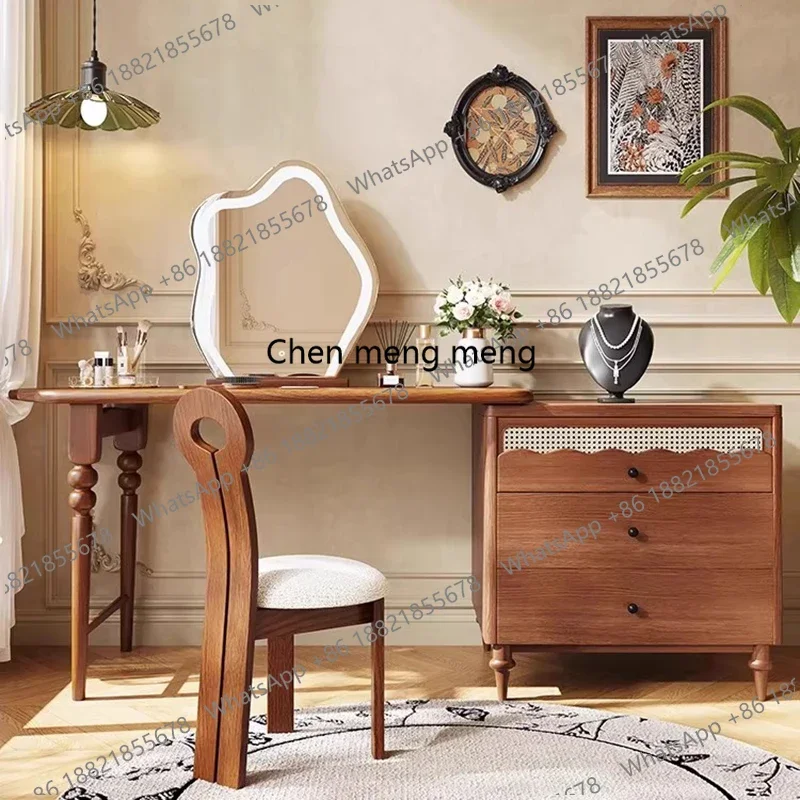 

z0189Wood Garden Vanity Table Drawers Storage Vintage Comfortable Dressing Table Chair Cabinet Study Comoda Pra Quarto Home Furn