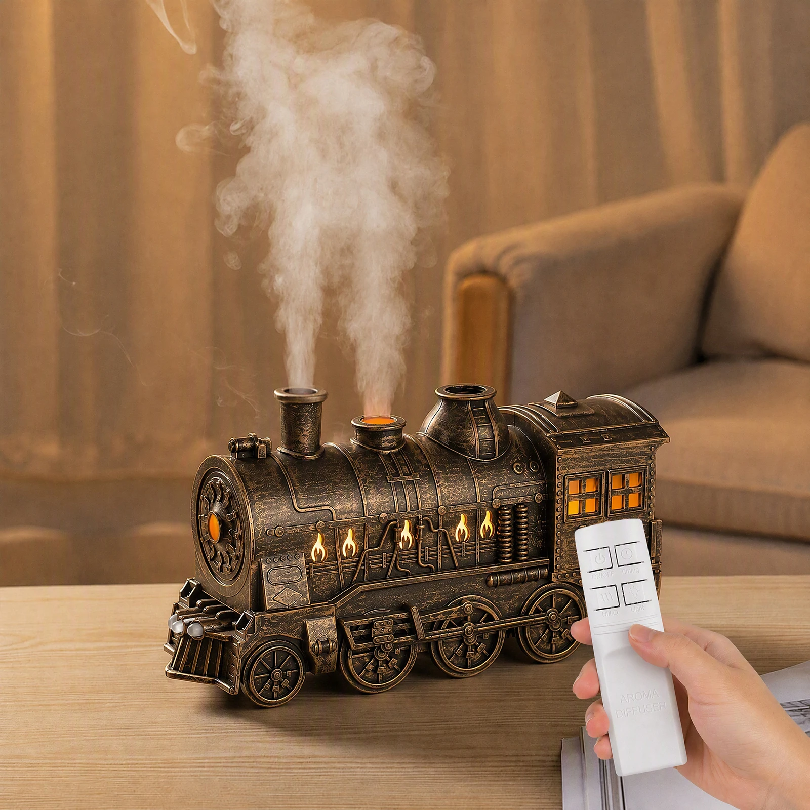 Diffuserlove Train Diffuser 300ML Essential Oil Diffuser Cool Mist Humidifier Aroma Diffuser with Night Light for Bedroom Desk