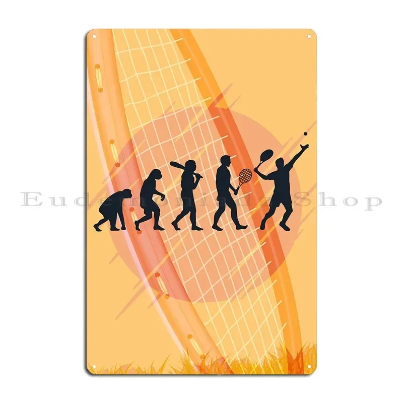 Tennis Evolution Metal Plaque Character Garage Party Club Garage Retro Tin Sign Poster