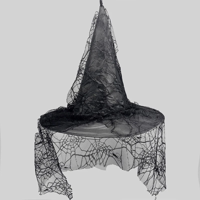 Donkere Heksenhoed voor Kinderen Volwassenen Halloween Party Cosplay Kostuum Spinneweb Rekwisieten Dropshipping
