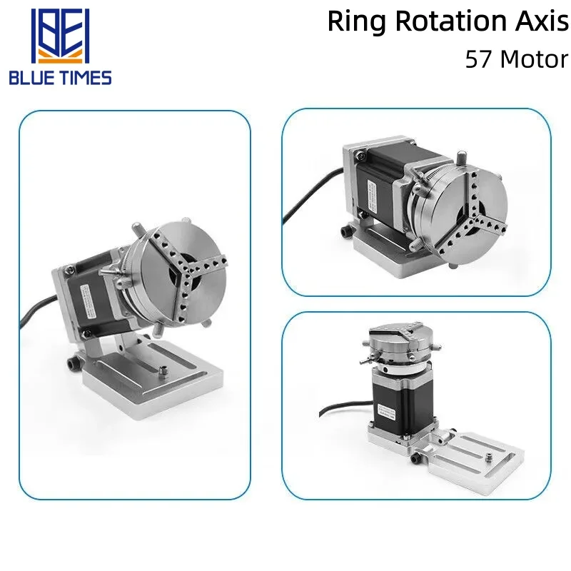 Bluetimes CNC Router Laser Marking Machine Rotary Axis Chuck for Ring Bracelet Jewelry Engraving Auto Lock Rotary Attachment