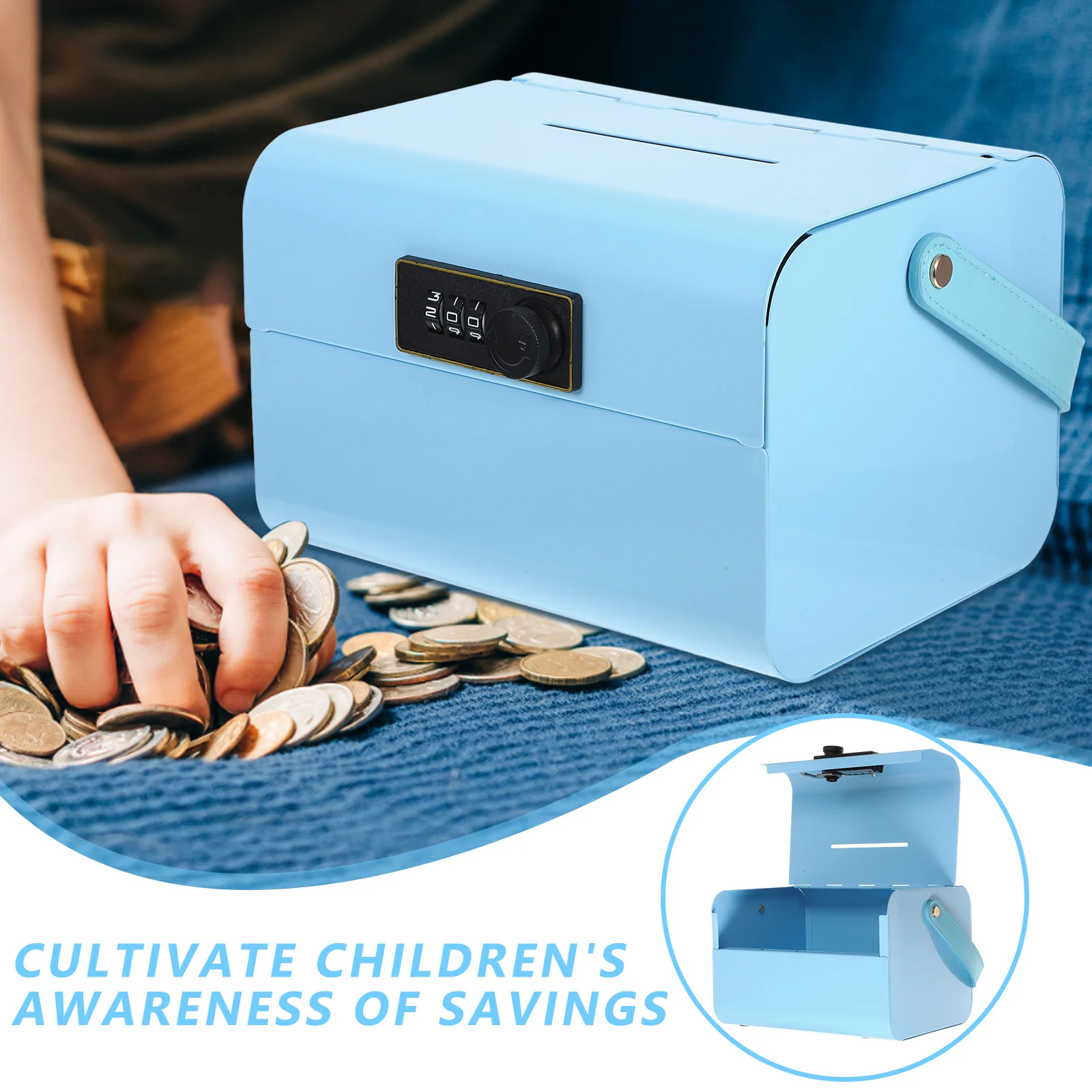 Metal Savings Box For Kids Combination Lock Durable Iron Coin Bank Secure Money Storage Large Capacity Piggy Bank For Home