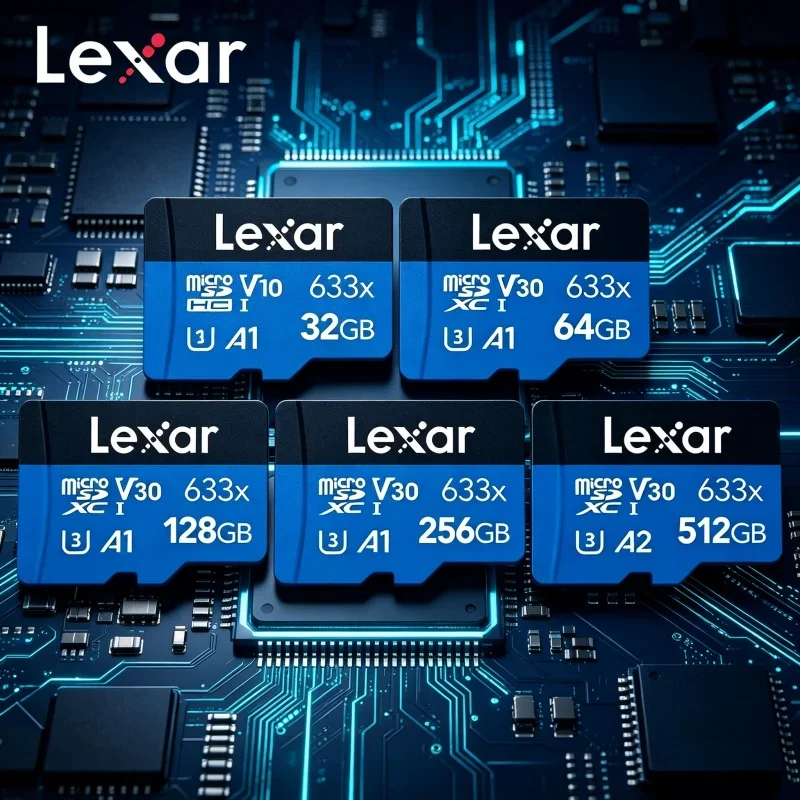 Lexar High Speed 633x Micro SD TF Card V30 U3 A1 A2 Memory Flash Card 32GB 64GB 128GB 256GB 512GB for Camera