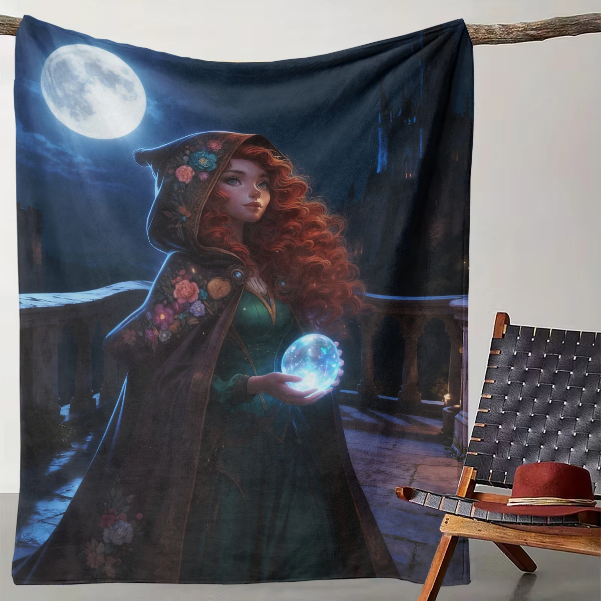 

1 Piece of Moon Night Witch Castle Secret Fantasy Blanket Suitable for Camping, Living Room, Office, Chairs, and Beds
