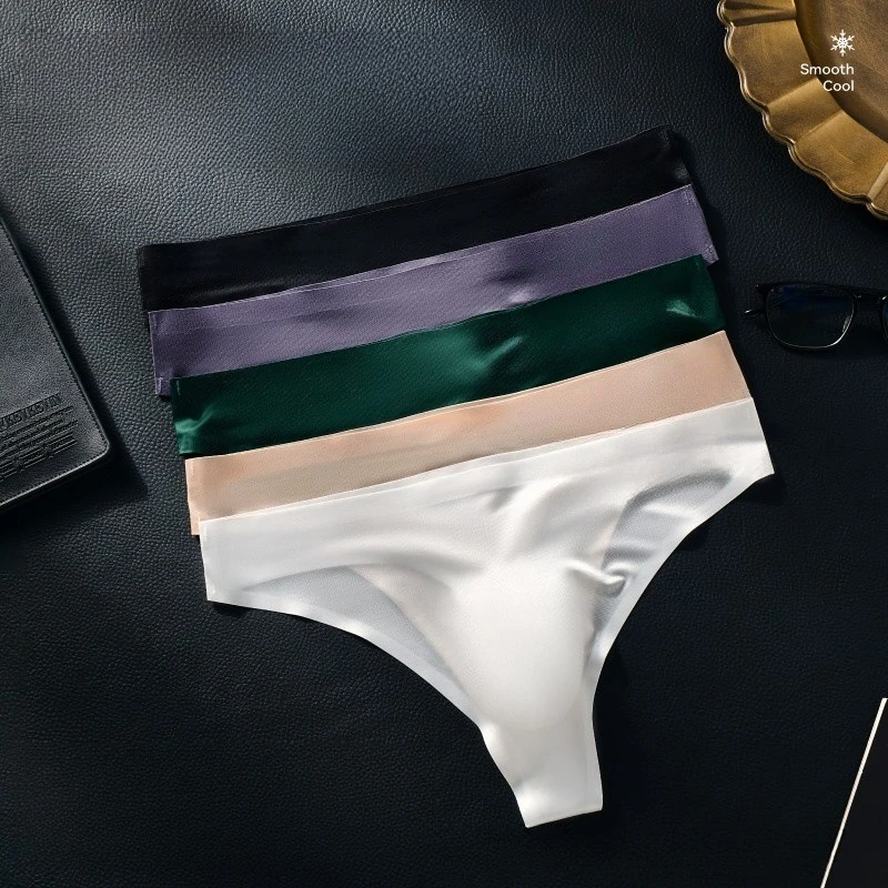 Men's Sexy Thongs G String Ice Silk Seamless Low-Rise Underwear 3d Convex Pouch Panties Quick-Drying Soft Smooth Briefs