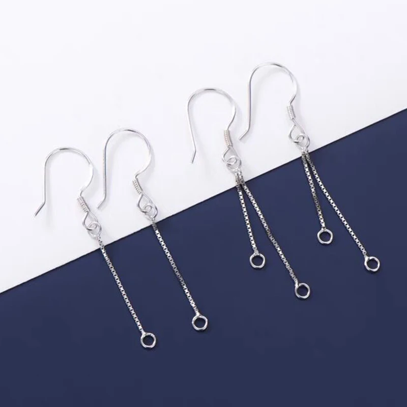 1 pair Fashion 100% 925 Sterling Silver Earring Hooks Dangle Tassel Connectors Earring Wire DIY Fancy Jewelry Making Findings