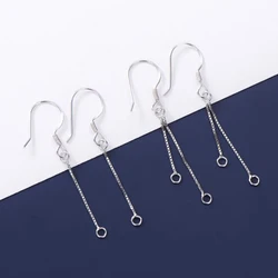 1 pair Fashion 100% 925 Sterling Silver Earring Hooks Dangle Tassel Connectors Earring Wire DIY Fancy Jewelry Making Findings
