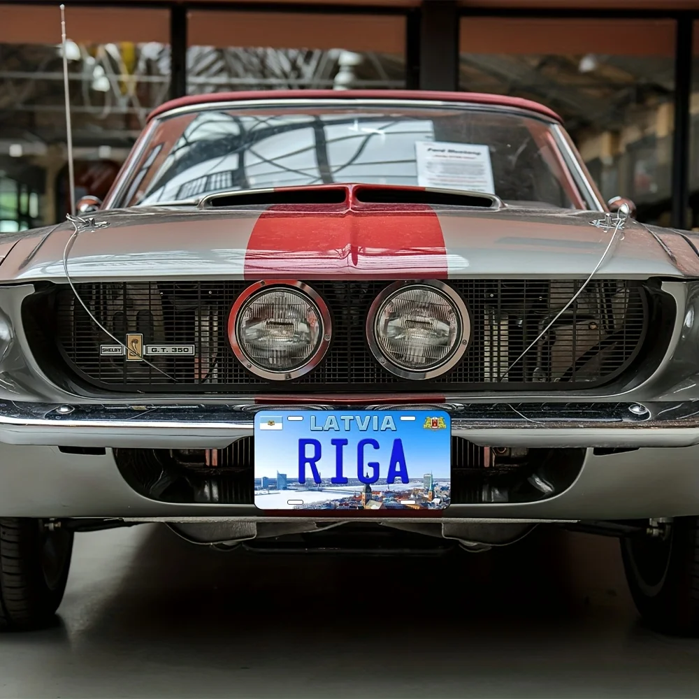 Latvia Riga City Scenery Travel Themed License Plate Aluminum Metal Painting High Definition Clear Print Bend Resistant Durable