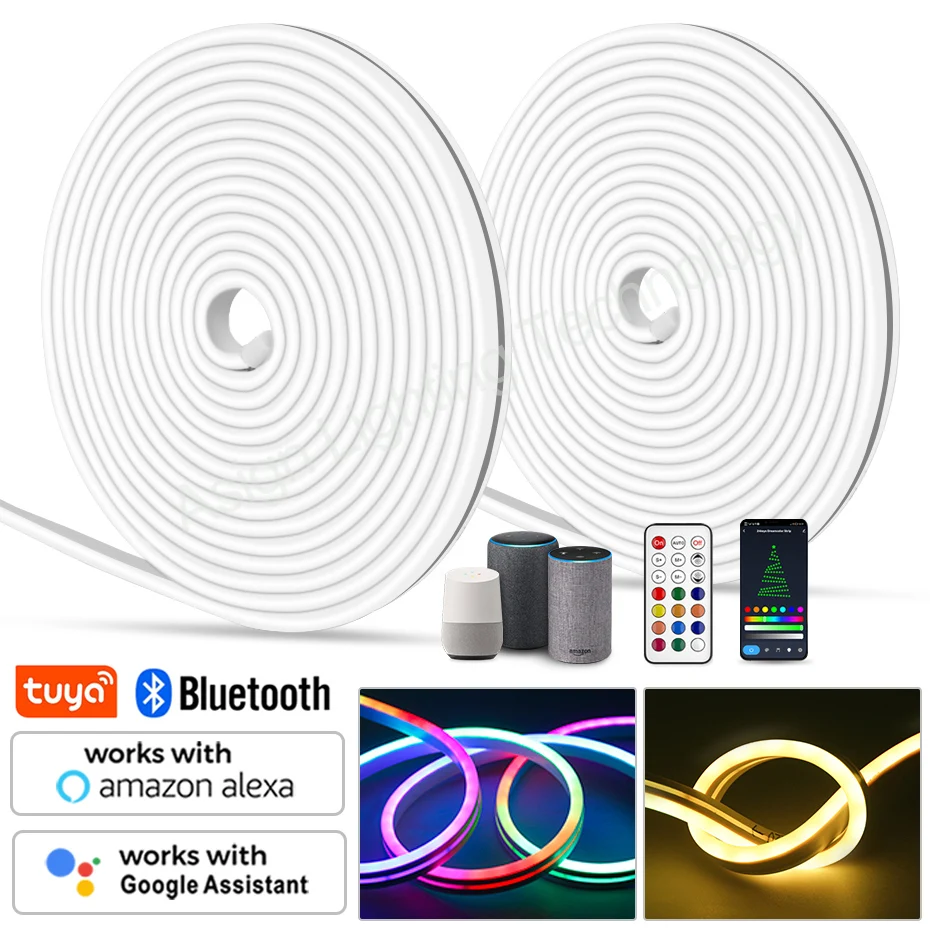 12V RGBIC Neon Led Strip TUYA WiFi/Bluetooth/Remote Control Waterproof Dream Full Color Led Neon Light Ribbon EU AU UK US Plug