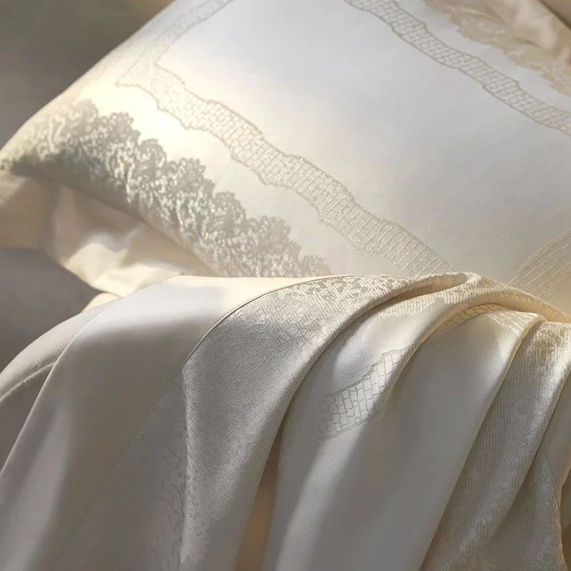 Grado villa, nordico, jacquard, cotone a fibra lunga, set di quattro pezzi, delicato sulla pelle, copriletto.