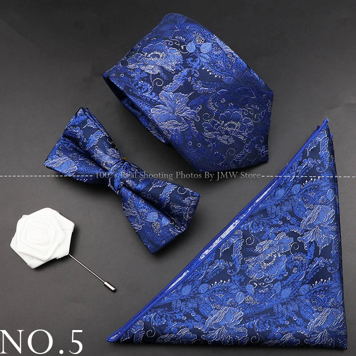 Neue Rose Blumen Männer Krawatte Set Polyester Jacquard gewebte Krawatte Fliege Anzug Vintage rot rosa für Bräutigam Business Hochzeits feier Geschenk – Detail 5
