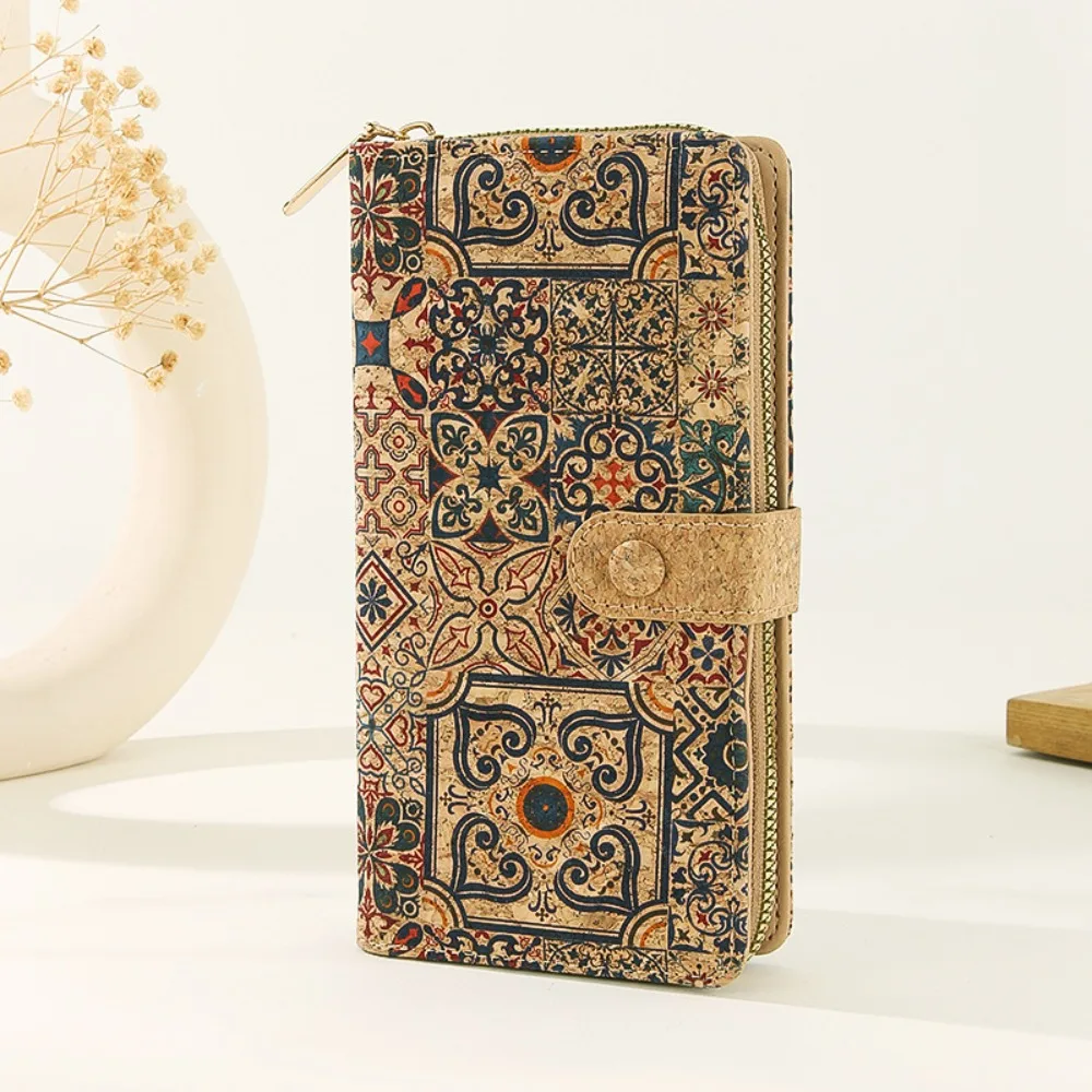 

Short Zipper Retro Printed Wallet Concealed Buckle Portable Design Multi-card Slot Purse Card Slot Wood Grain Card Holder