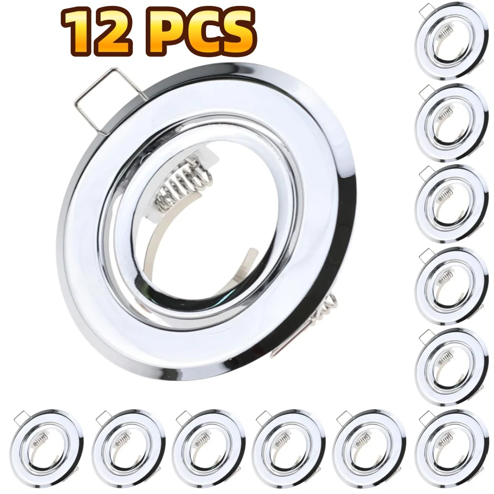 6/12 Pcs Iron Metal Housing Cover GU10 Round LED Module Spot Light Holder Fixed Recessed Led Downlight Frame
