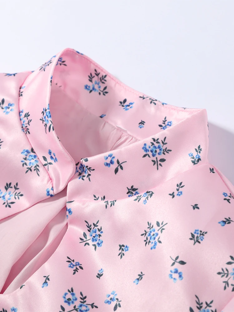 Damenmäntel Bedruckte Puffärmel Kurzarm-Jacke mit Taillenschnürung Street-Style Büro-Dame Einreihige Schlanke Oberbekleidung – Detail 7
