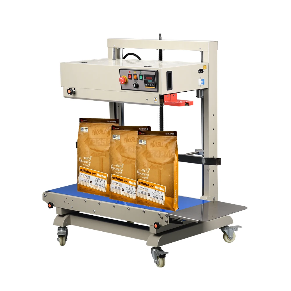 FR1100V Automatic Vertical Bag Sealer with Inkjet Date Coder for Heavy Duty PE Film Commercial Packaging