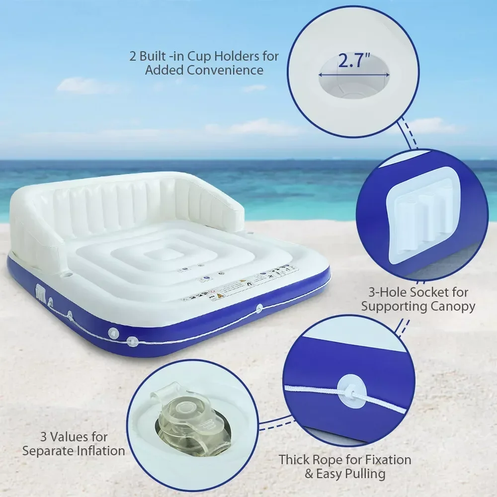 

Inflatable Pool Float With Canopy Float Chair With Cup Holder Armrest Pool Lounge Adult Water