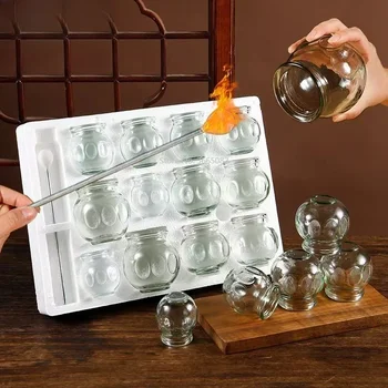 6/8/12pcs Thick Glass Cupping Beauty Can Chinese Traditional Healthcare Cupping Body…