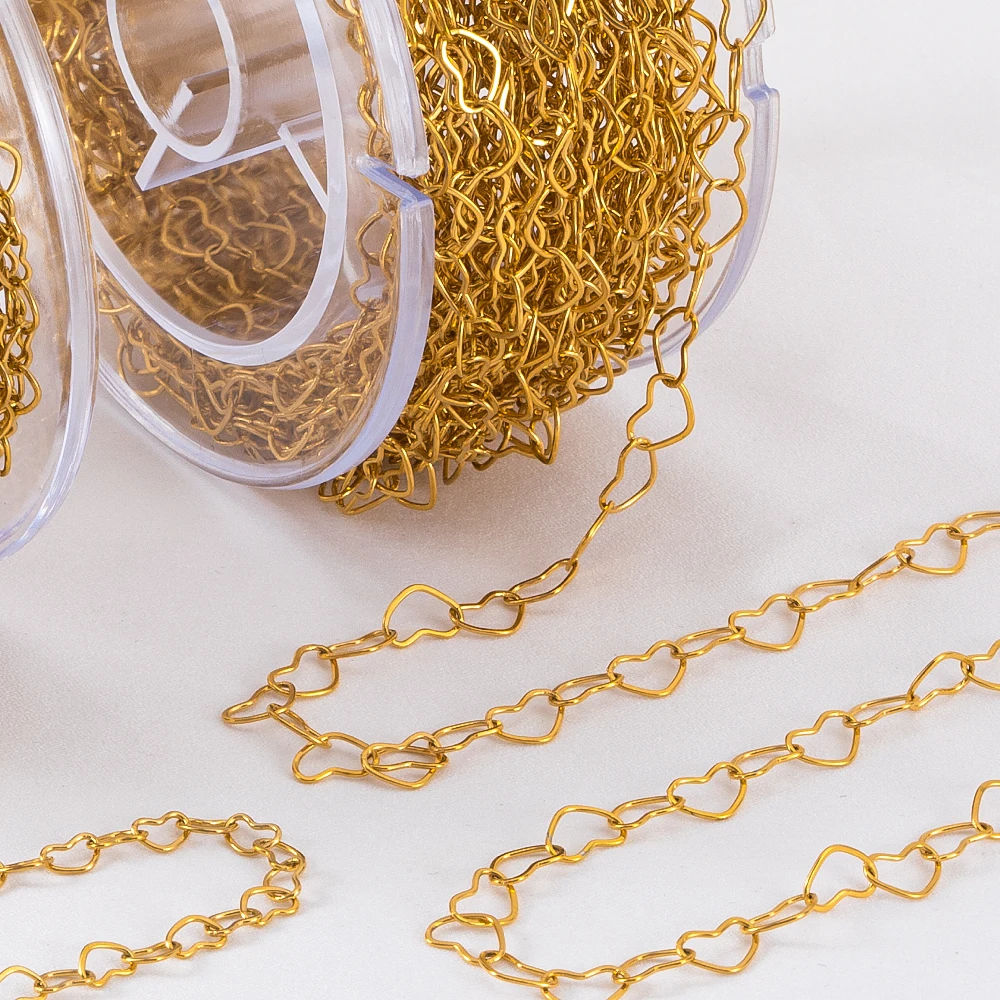 1 متر الفولاذ المقاوم للصدأ هندسية الجوف شقة الحب سلسلة DIY بها بنفسك زوجين هدية قلادة سوار صنع المجوهرات الملحقات #1