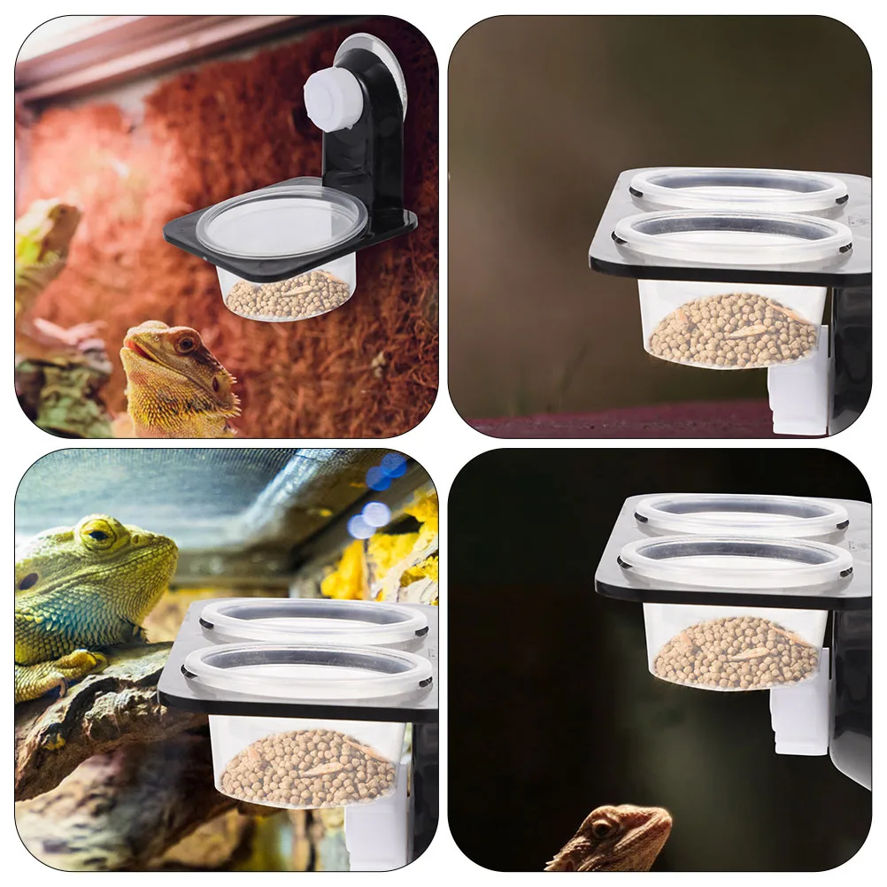 

1Set Suction Cup Reptile Feeding Bowl Hanging Food Dish Durable Transparent Water Dispenser Easy Clean Pet Feeder