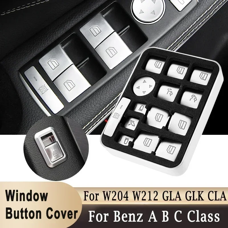 

Car Window Lifter Switch Button Cap For Mercedes-Benz A B C Class W204 E W212 GLA CLA GLK GLE Decorative Cover Stickers