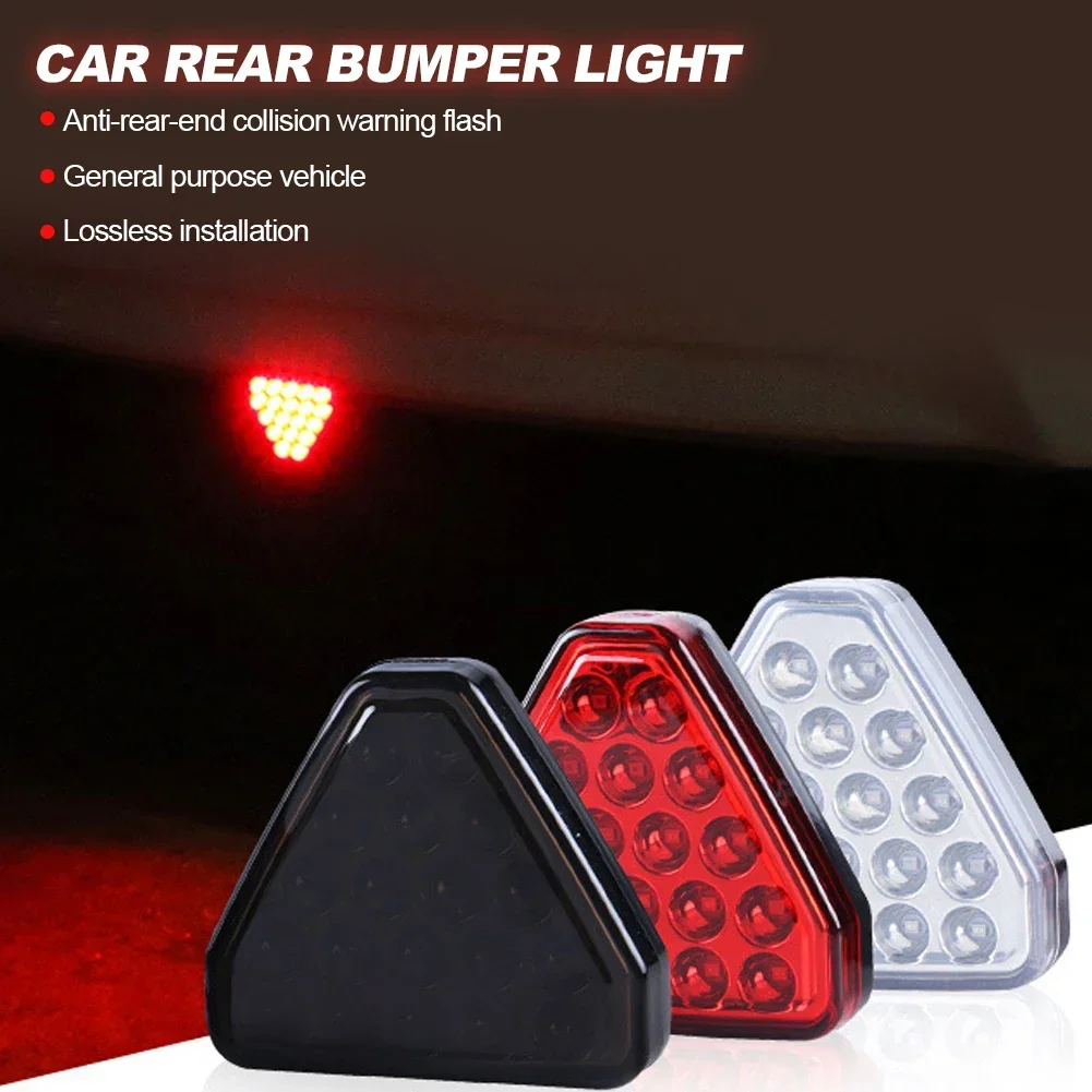 Universal F1 Style Car Brake Signal Lamp Triangle Sporty LED Rear Fog Light Tail Third Brake Lamp Tail Stop Strobe Light