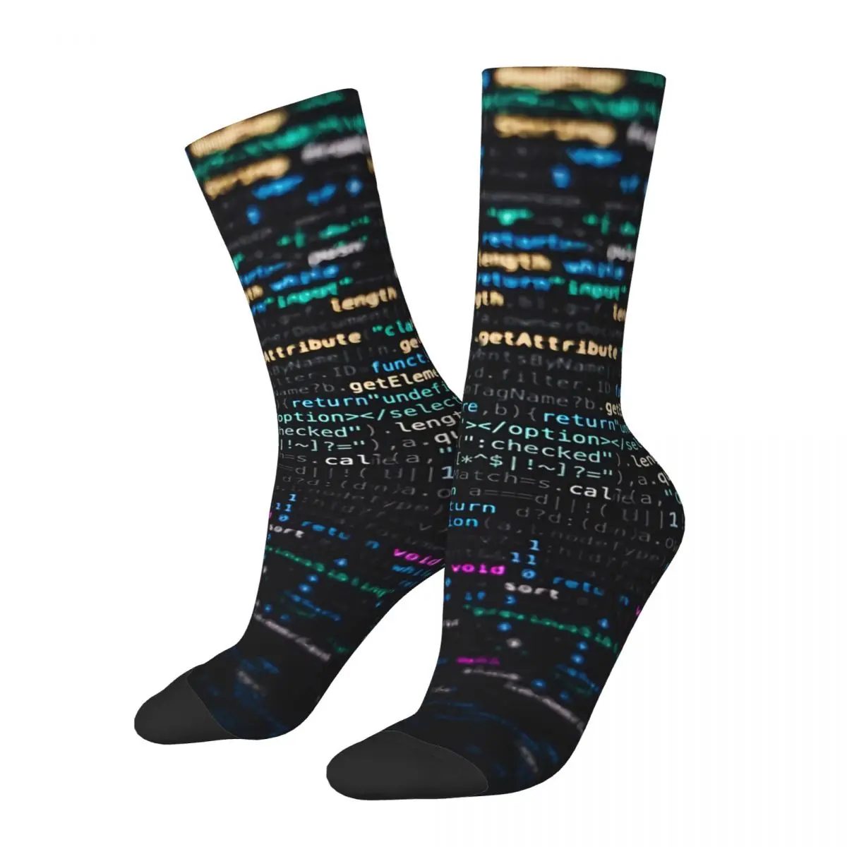 

Software Code Happy Men's Socks Retro Coding Geek Developer CPU Street Style Crazy Crew Sock Gift Pattern Printed