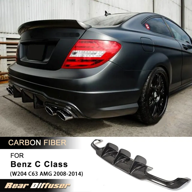 Diffuseur de Pare-Chocs Arrière en Fibre de Carbone pour Voiture, Accessoire pour Benz Classe C W204 C63 Jas C300 dehors 2008-2014, Quatre Sorties FRP