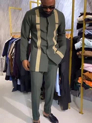 2024 Nigerian African Men Traditional Outfits High Quality Clothing Plus Size Long Sleeve Shirts And Pants 2 Piece Suits Sets