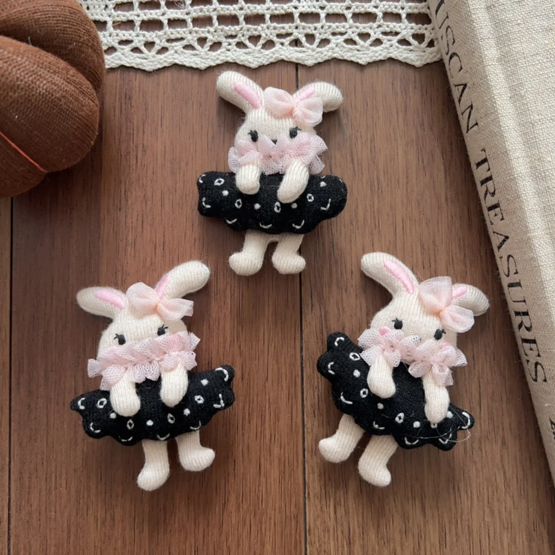 Handmade Stuffed Lace Bunny Brooch Hair Accessory DIY Craft for Kids Shoes Socks Bag Hat Clothing Decoration High Quality