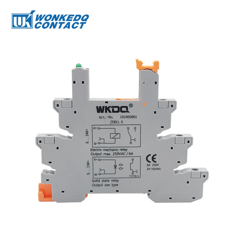 5Pcs Slim Relay Terminal Block Mount on 35mm Din Rail TRS-1.5 HF41F 24V 6A Screw Socket LED Base Plug-in Relay Module Connector