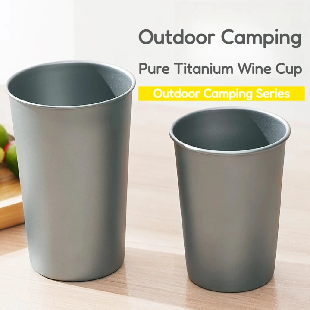

Pure Titanium Beer Mug 300ml/500ml Ultralight Shatterproof Rolled Rim No Heavy Metals Non-slip Base Outdoor Hiking Easy Clean