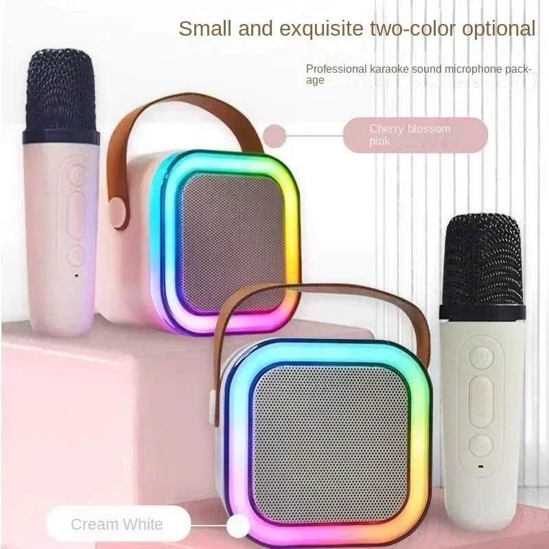

K12 Bluetooth Speaker with Wireless Mics Portable Karaoke Machine, RGB Lights for Home Party Kids Gift