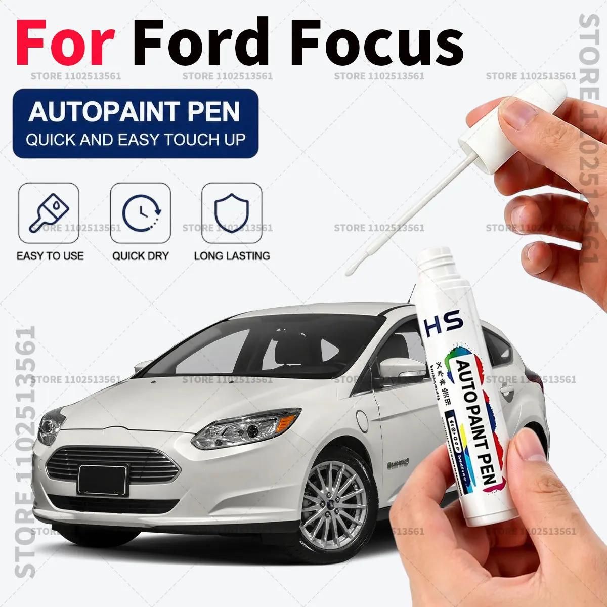 Car Touch Up Paint Pen Scratch Chip Repair Paint For Ford Focus Frozenn White Mean Green Magnetic Stealth Gray agate Black Red