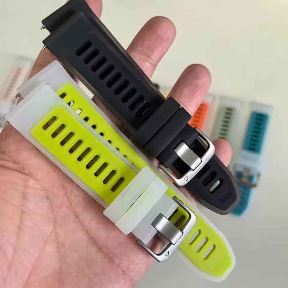 Two-Tone Jelly Color Silicone Strap for Garmin Forerunner 570 47mm 42mm/970/55 Semi-Transparent Band for Vivoactive 6-5/Active 6