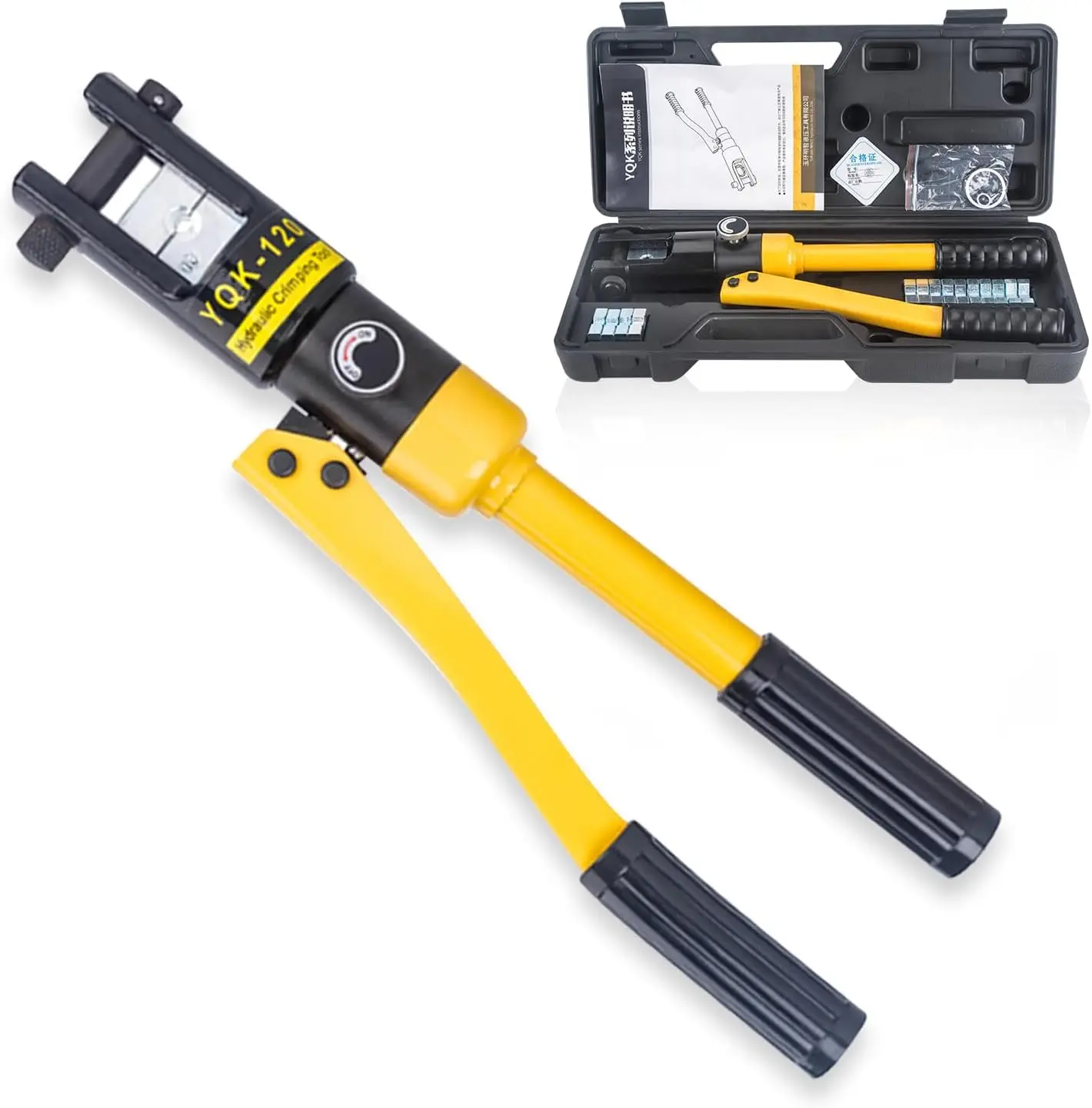 

12 Ton Hydraulic Cable Lug Crimper Pliers 8 AWG to 250 MCM Hand Operated Hydraulic Crimping Tool Kit