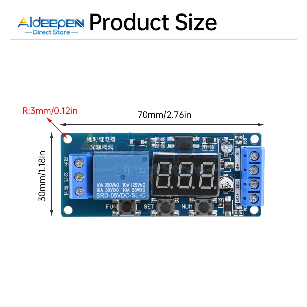 DC 3.3V 5V 12V 24V Digital Time Delay Relay LED Display Automation Cycle Timer Control Switch Adjustable Timing Relay Time Delay