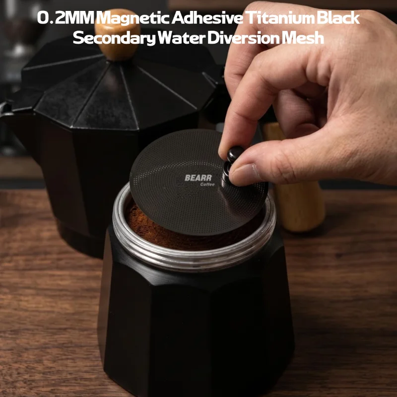 Moka Pot Puck Screen 0.2mm Thickness Magnetic attachment 55.5/59.5MM Stainless Steel Heat Resistant Mesh Barista Tools
