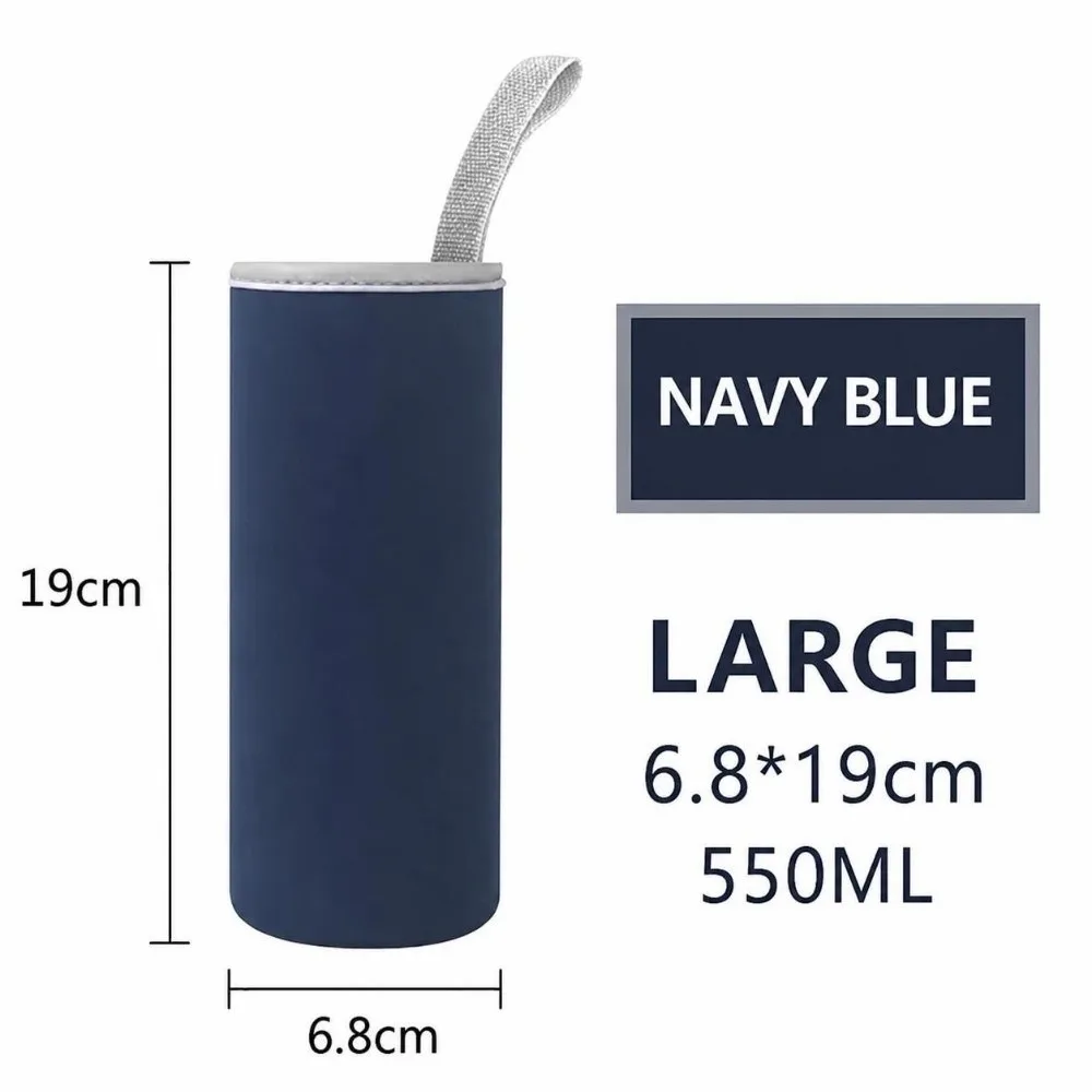 Washable 550/420M Insulated Bottle Cover With Handle Heat‑insulated Water Bottle Sleeve Solid Color Bottle Holder