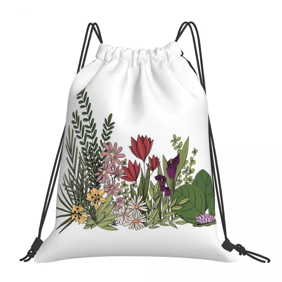 Mochila de flores para jardín, bolso portátil con cordón, bolsillo deportivo, para libros, para hombre y mujer