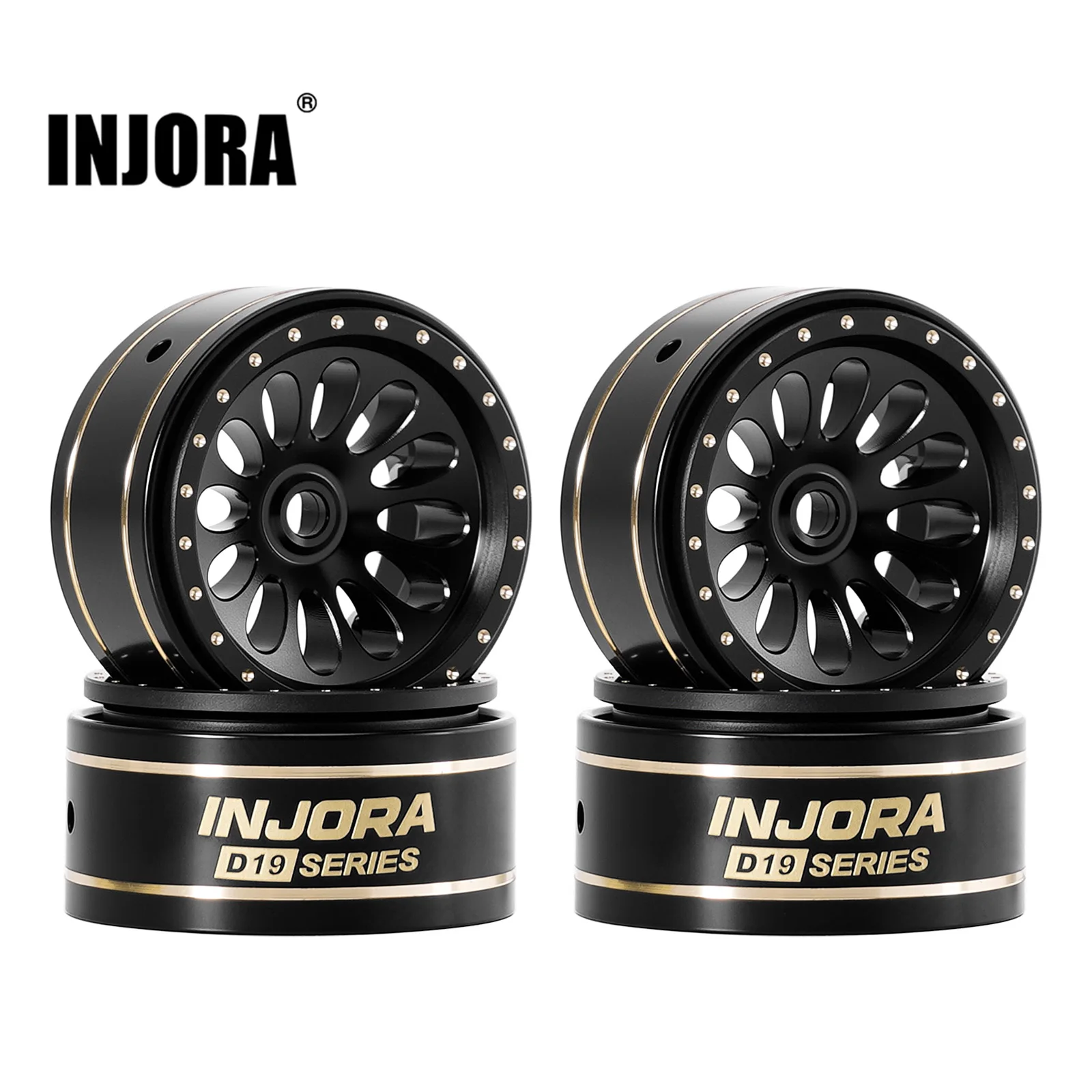 

Латунные диски INJORA 0.7" D19 с черным покрытием Ripple и технологией Beadlock для Axial SCX30 1/30 (W7005)