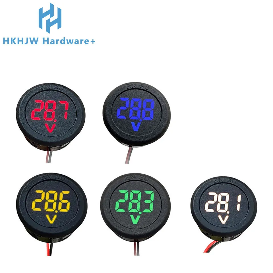 DC 4-100V LED Digital Display Circular Two-wire Voltmeter DC Digital Voltmeter Head Display Reverse Connection Protection Tools