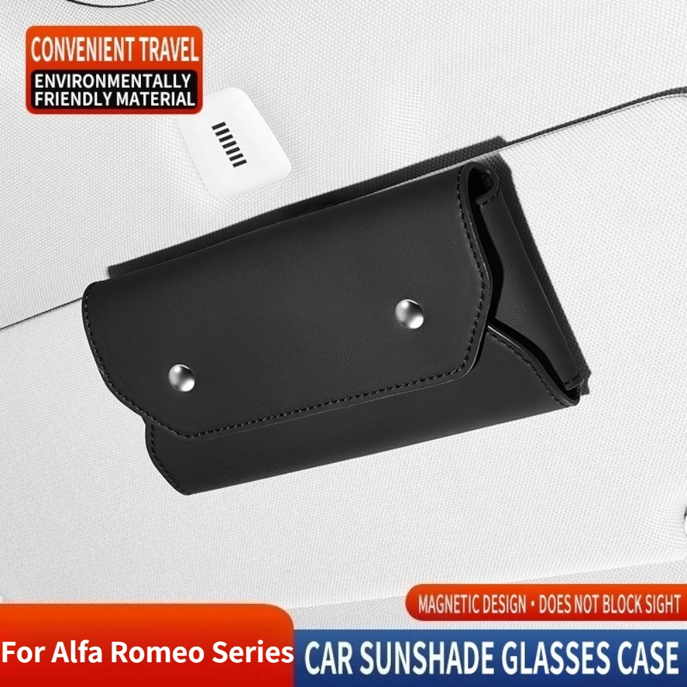 For Alfa Romeo Giulia Stelvio 4C Tonale Magnetic Car Sun Visor Glasses Holder Bag Wear-Resistant Sunglasses Protective Box Case