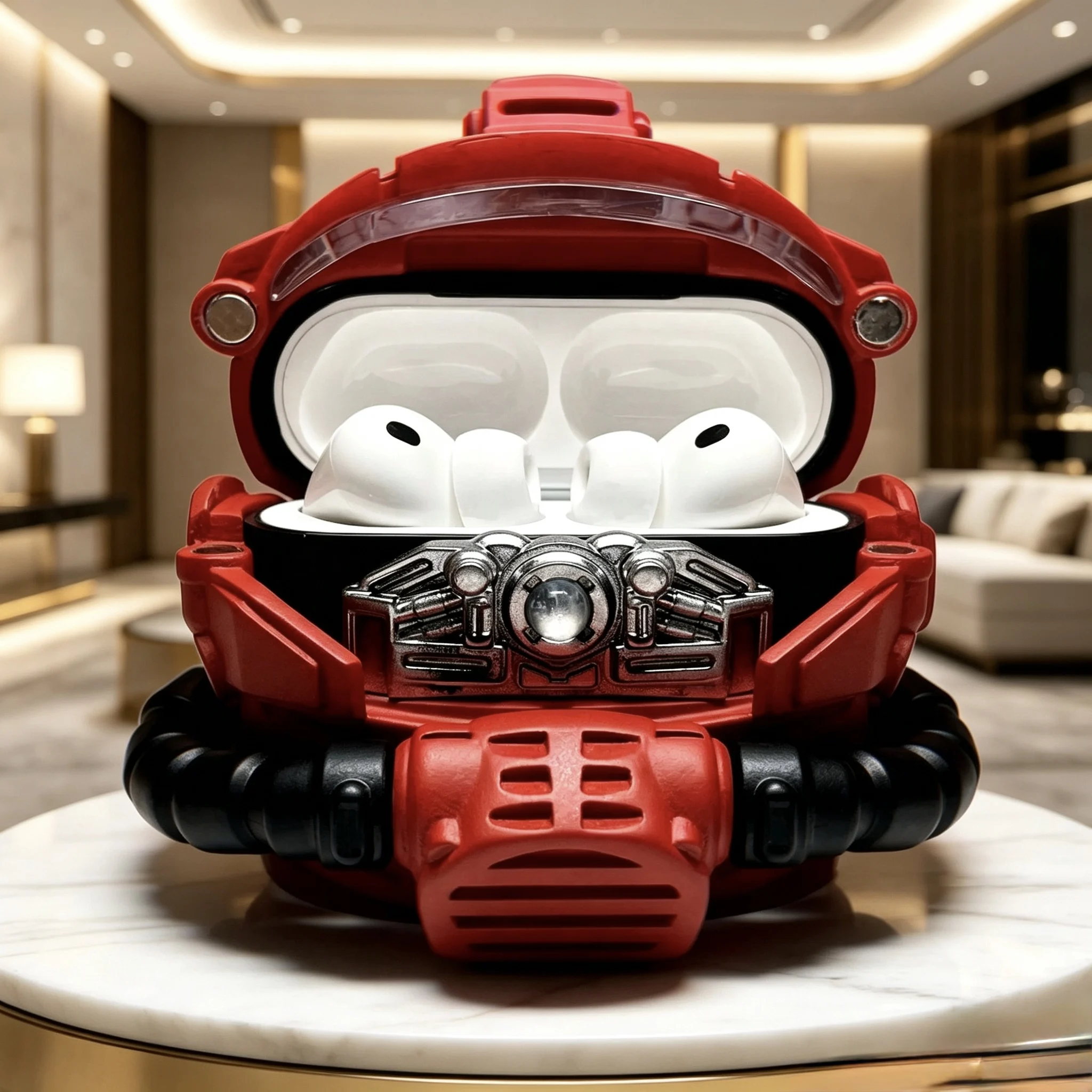 

One-eyed mech headset case, suitable for Airpods. It can be used as a decorative item as well as a hard shell
