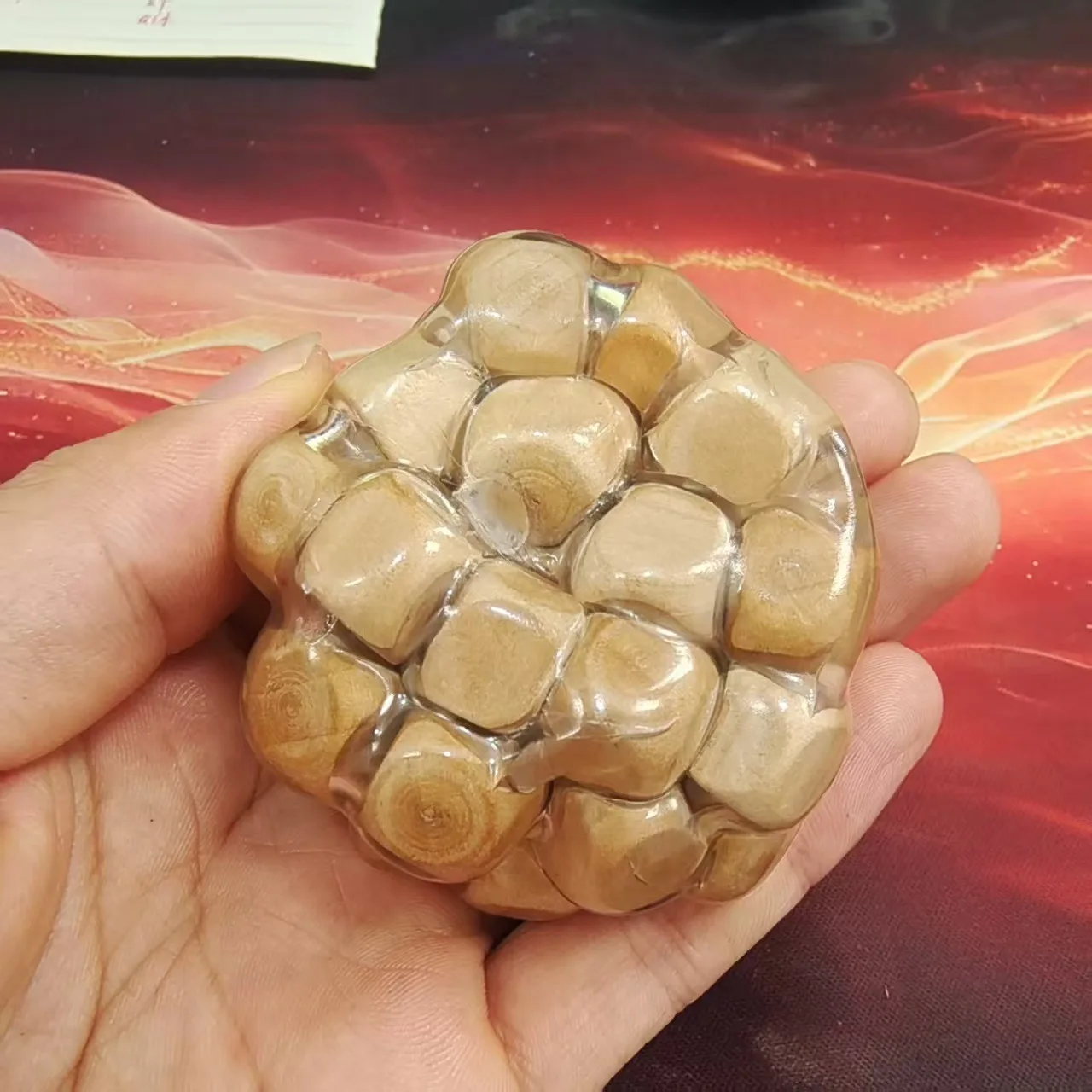 Wooden Noisy Ball, Squeezing and Relaxing Toy, Creative Handmade Ball, Stress Relieving Toy