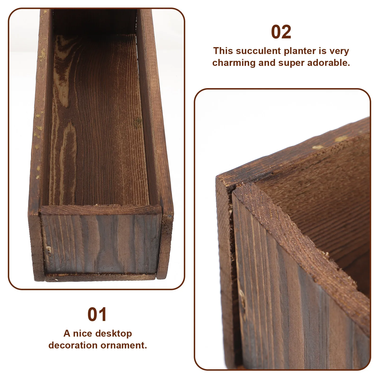 

Деревянный цветочный горшок из карбонизированного дерева, миниатюрный, в деревенском стиле, для суккулентов, настольный, для сада и балкона, декоративный контейнер для цветов из натурального дерева