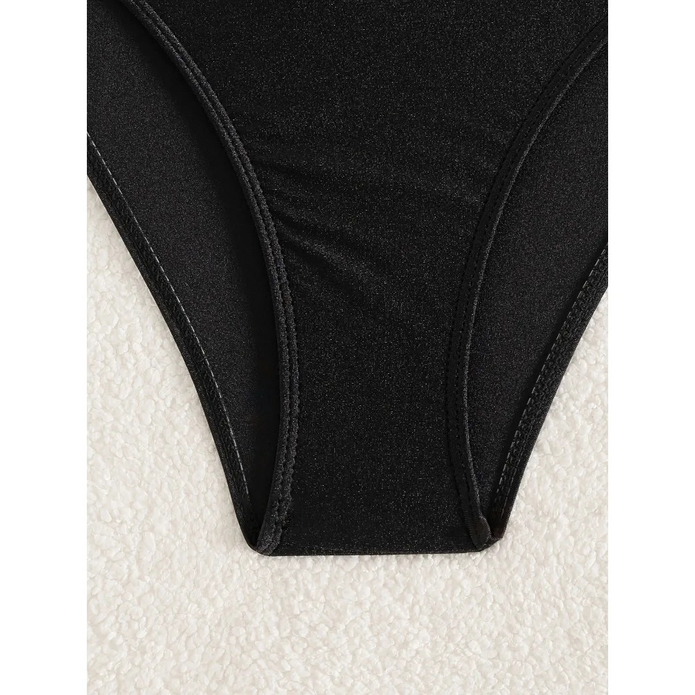 Sexy une épaule noir Bikini 2025 femme maillot de bain deux pièces maillots de bain femme string Bikinis ensemble maillots de bain brésilien Biquini