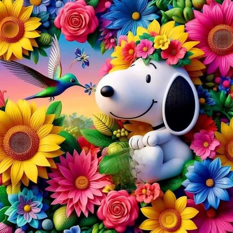 Kawaii Snoopy Cartoon Art Jigsaw Puzzles 500PCS/1024 PCS Wall Decor for Living Room Bedroom Perfect Gift No Frame