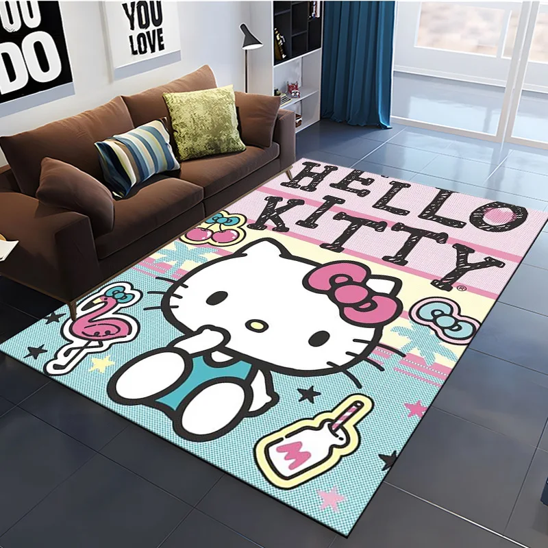 Sanrio Hello Kitty Large Area Rug Cartoon Kitty Pattern Non Slip Washable Soft Carpet  Living Room Bedroom Playroom Home Decor - view 4
