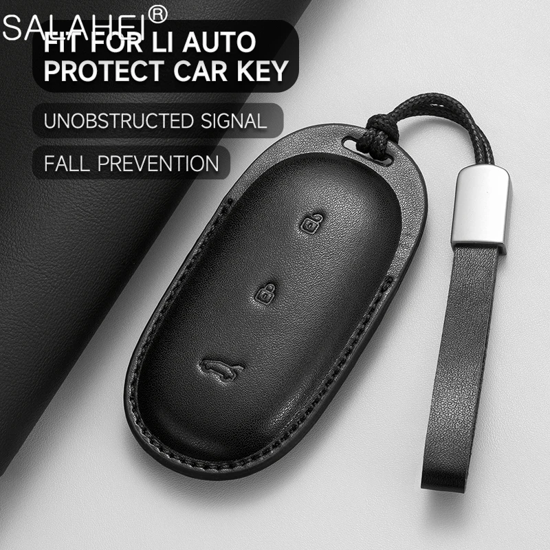 

Leather Car Key Case Cover Shell Holder Fob For Leading Ideal One Li Auto L9 For Li Lixiang L7 L8 2022 2023 Keychain Accessories